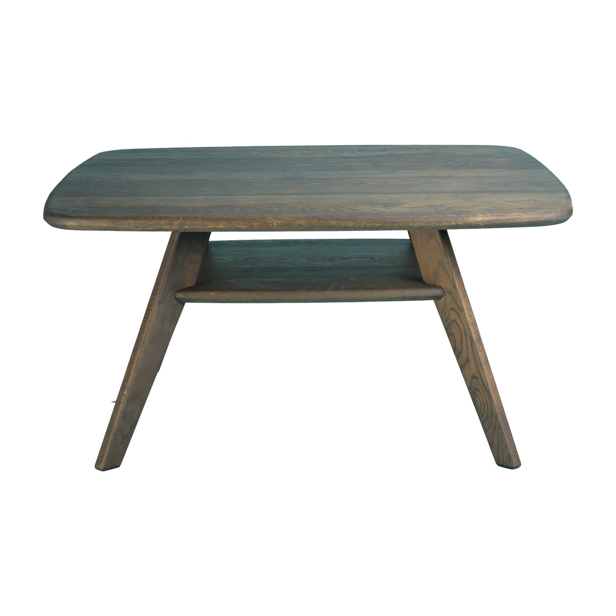Equinox square coffee table in solid oak, Charcoal, side view