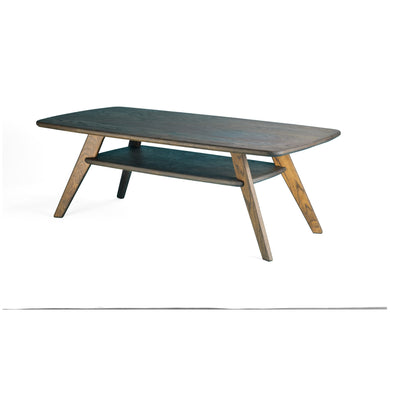 Solstice rectangular coffee table in solid oak, Charcoal, three-quarter view